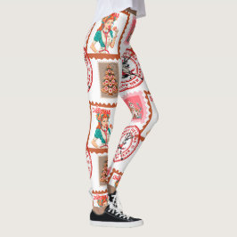 Retro-Medizin-Weihnachtsstempel-Set-Kunst Leggings