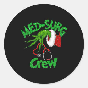 Retro MedSurg Crew Nurse Stethoscope Weihnachten X Runder Aufkleber