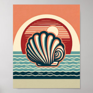 Retro-Meeresschalen-Kunstposter Poster