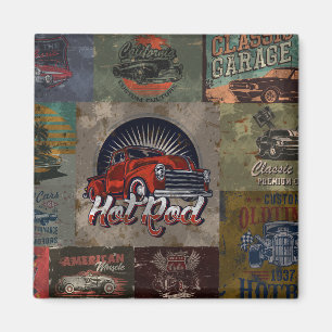 Retro-Mehrfarbwagen Magnet