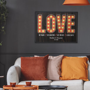 Retro-Meilenstein 10. Jubiläum Personalisierte Lie Poster