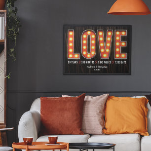 Retro Meilenstein 20 Jahre Personalisierte Liebe Poster