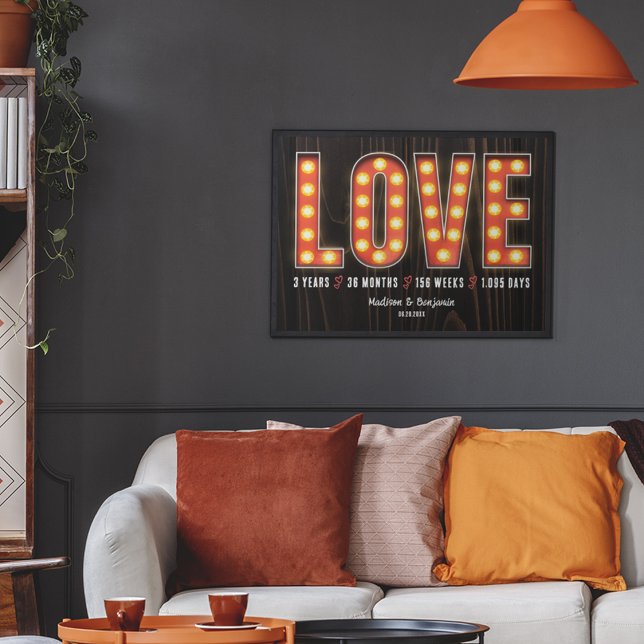 Retro Meilenstein 3. Jubiläum Personalisierte Lieb Poster (Von Creator hochgeladen)