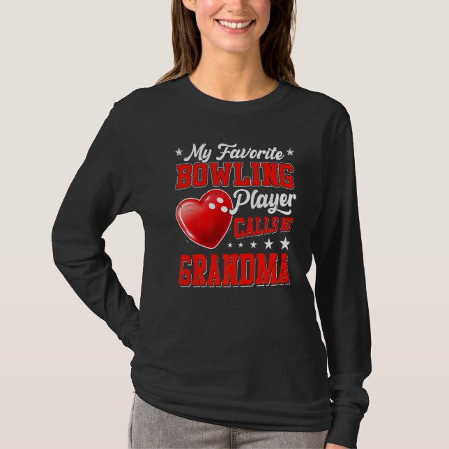 Retro Mein Lieblings-Bowling-Player ruft mich Oma  T-Shirt (Vorderseite)