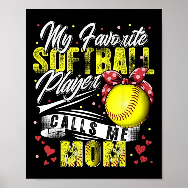 Retro Mein Lieblings-Softball-Player nennt mich Ma Poster (Vorne)