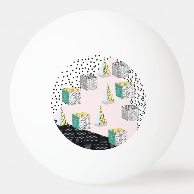 Retro Memphis: 80er-90s Hipster Pattern. Tischtennisball (Vorderseite)