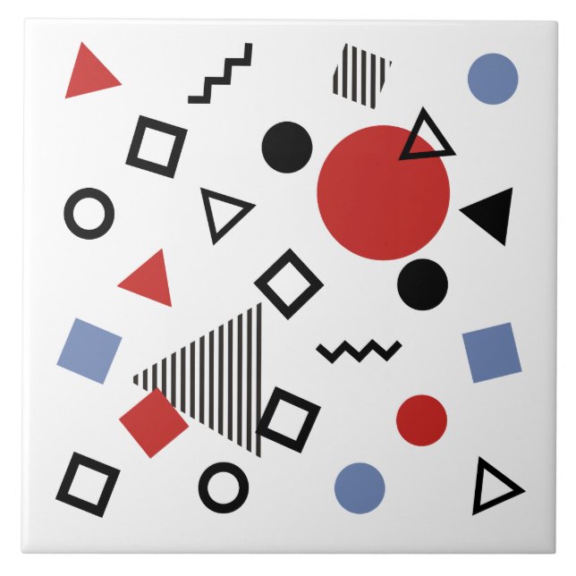 Retro Memphis-Entwurfs-Muster Fliese (Vorderseite)