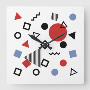 Retro Memphis-Entwurfs-Muster Quadratische Wanduhr
