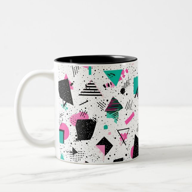 Retro Memphis Geometric Pattern Zweifarbige Tasse (Links)