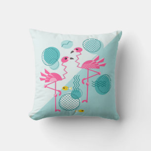 Retro Memphis Style Pink Flamingos ©️ Studioxtin Kissen