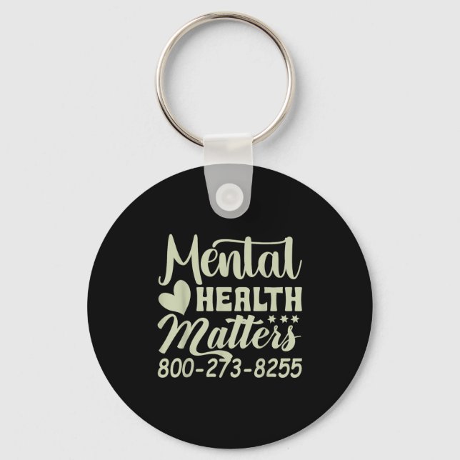 Retro Mental Health S 800-273-8255 Awareness  Schlüsselanhänger (Vorderseite)