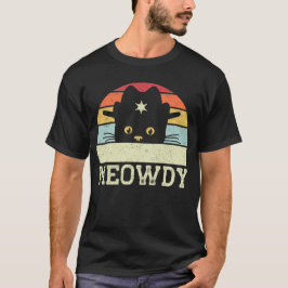 Retro Meowdy Cat Meme Funny Cowboy Cat Hat Geschen T-Shirt
