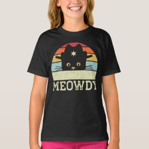 Retro Meowdy Katzen-Meme Lustiger Cowboy Katzenhut T-Shirt