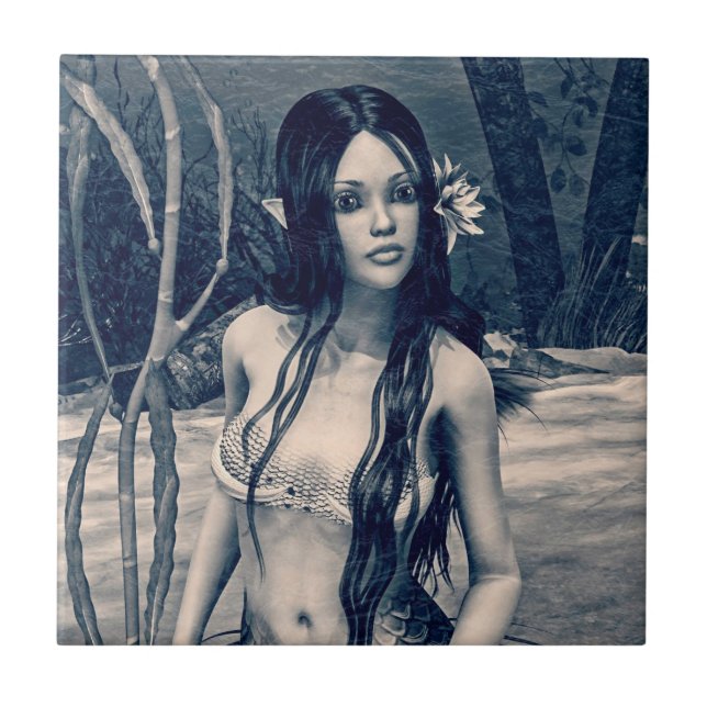 Retro Mermaid Fliese (Vorderseite)