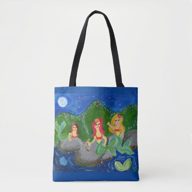 Retro Mermaid Grotto Folk Tasche (Vorderseite)