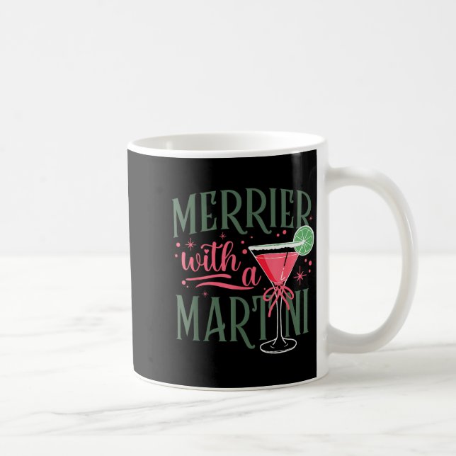 Retro Merrier With A Martini Tail Lover Merry Xmas Kaffeetasse (Rechts)