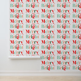 Retro Merry and Bright Christmas Tapete