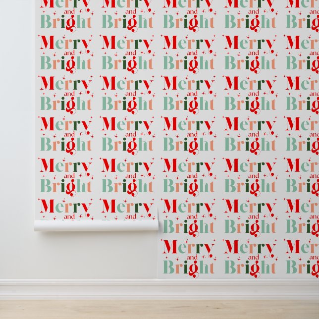 Retro Merry and Bright Christmas Tapete (Anwendung)