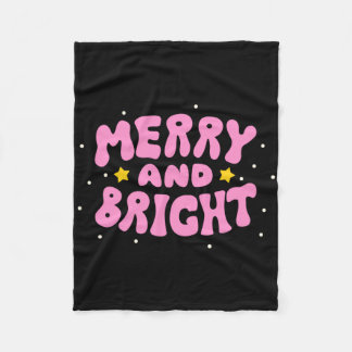 Retro Merry And Bright Holiday Design Fleecedecke