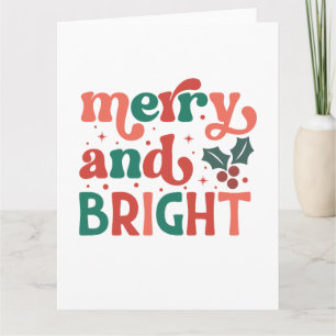 Retro Merry & Bright Weihnachtstypografie Karte