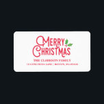 Retro Merry Christmas Address Label Adressaufkleber<br><div class="desc"></div>
