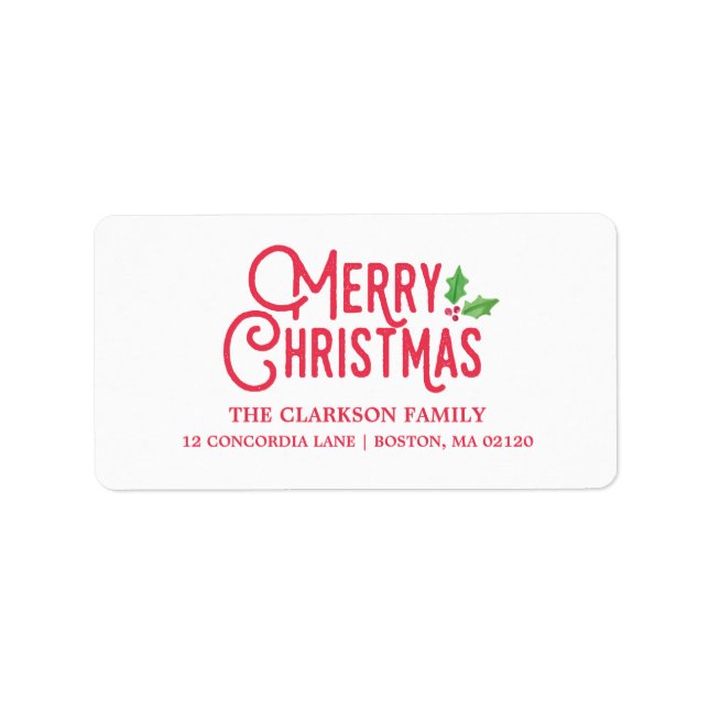 Retro Merry Christmas Address Label Adressaufkleber (Vorne)