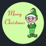 Retro Merry Christmas Elf Stickers<br><div class="desc">Das Design stammt aus der Originalkunst.</div>