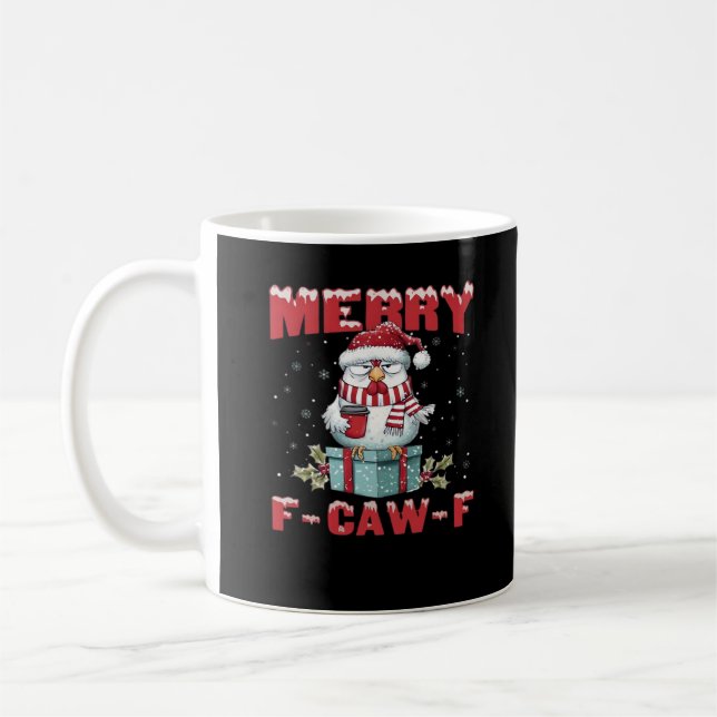 Retro Merry Christmas F-Caw-F Chicken  Kaffeetasse (Links)