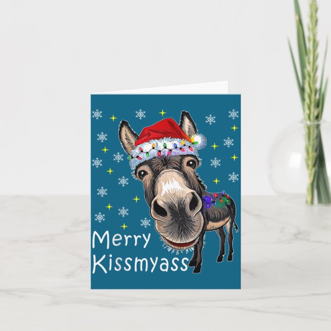 Retro Merry Christmas Light Merry Kissmy Funny  Karte (Vorderseite)