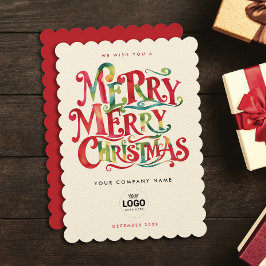 Retro Merry Christmas Red Company Logo Watercolor