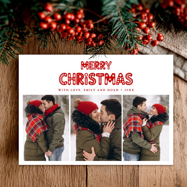 Retro Merry Christmas Red  Feiertagskarte (Von Creator hochgeladen)