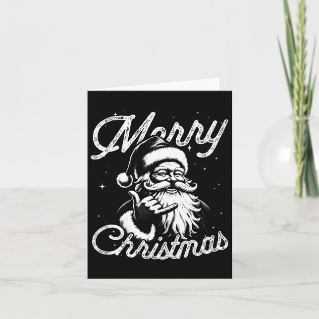Retro Merry Christmas Santa Shaka Hawaiian Surf Sk Karte (Vorderseite)