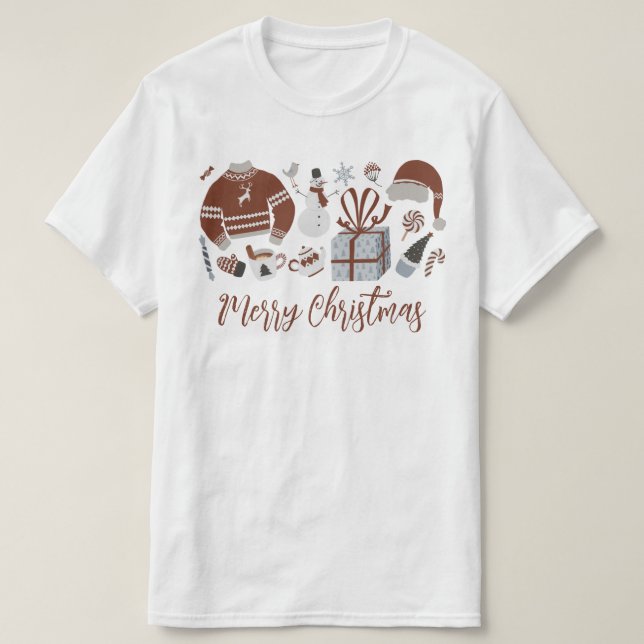 Retro Merry Christmas Sweater T-Shirt (Design vorne)