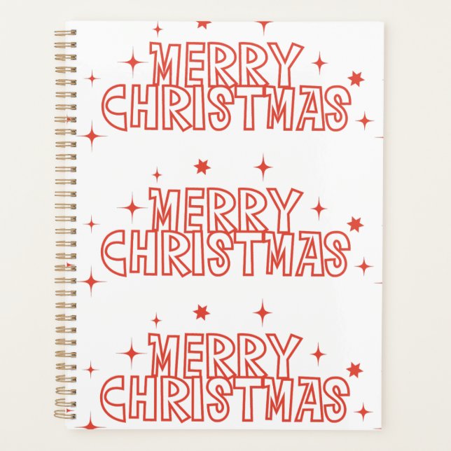 Retro Merry Christmas Typography Planer (Vorderseite)