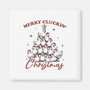 Retro Merry Cluckin Weihnachtsbaumfarm an Magnet