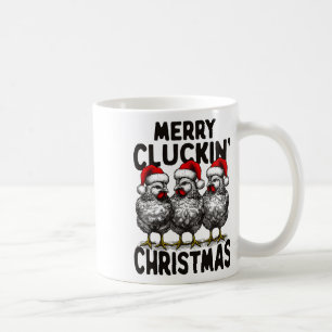 Retro Merry Cluckins Weihnachtsspass Chicken Santa Kaffeetasse