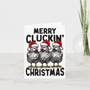 Retro Merry Cluckins Weihnachtsspass Chicken Santa Karte