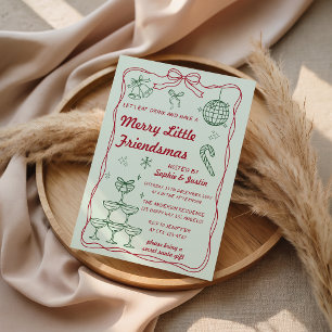 Retro Merry Little Friendsmas Weihnachtsfeier Einladung