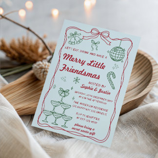 Retro Merry Little Friendsmas Weihnachtsfeier Einladung