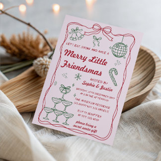 Retro Merry Little Friendsmas Weihnachtsfeier Einladung