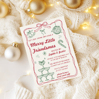 Retro Merry Little Friendsmas Weihnachtsfeier Einladung