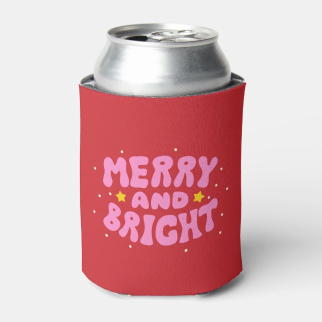 Retro Merry und Bright Holiday Design Dosenkühler (Kanne Vorderseite)
