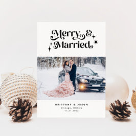 Retro Merry und Verheiratetes Minimalistisches Fot Feiertagskarte