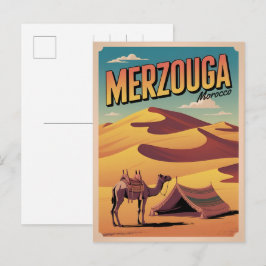 Retro Merzouga sahara camel ride morocco travel gi Postkarte