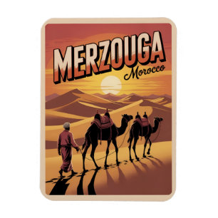 Retro Merzouga Sahara Kamelritt Marokko Reise gi Magnet