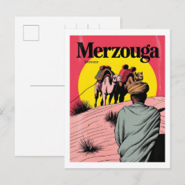 Retro Merzouga Sahara Kamelritt Marokko Reise gi Postkarte
