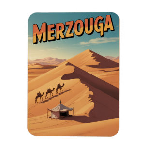 Retro Merzouga Sahara Kamelritt Marokko Reise Magnet