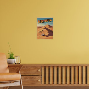 Retro Merzouga Sahara Kamelritt Marokko Reise Poster