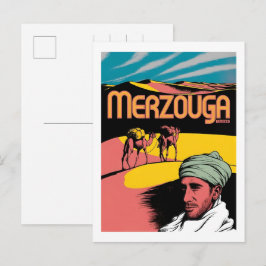 Retro Merzouga Sahara Kamelritt Marokko Reise Postkarte