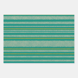 Retro Mesh Streifen in mittlerer Mod Aquamarin, Se Geschenkpapier Set